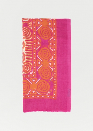 Fuchsia and Orange Yomut Light Cashmere Stole