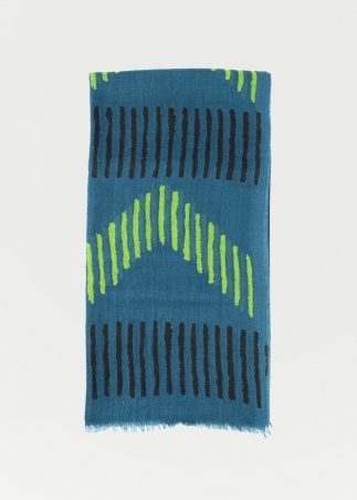 Striped Teal Light Cashmere Stole