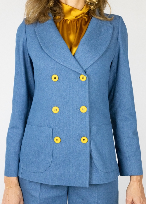Double Breasted Jacket Light Denim