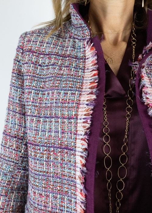 Handcrafted duster coat for woman milan | wine chanel duster coat
