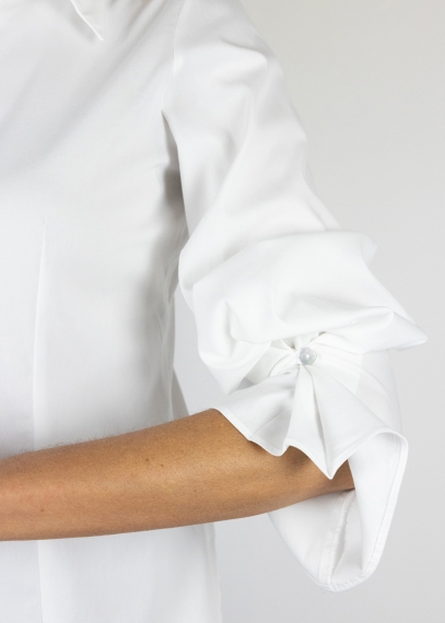 Camicia ninfea drappeggio cotone bianca