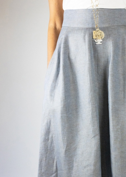 Linen Canvas Tulip Skirt