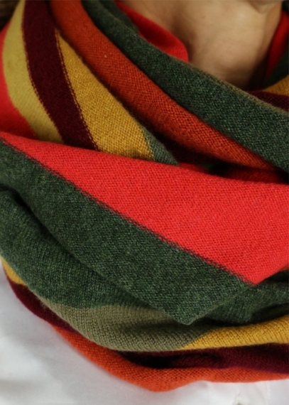 Cashmere multicolor stripes neck round scarf | Toosh cashmere accessories