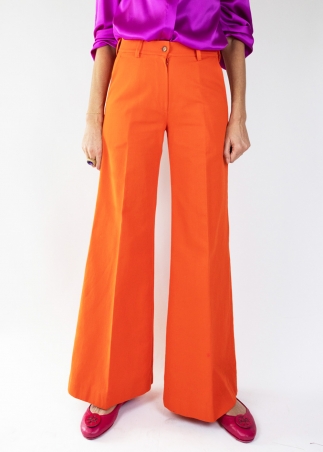 Orange Cotton Twill Michela Trousers