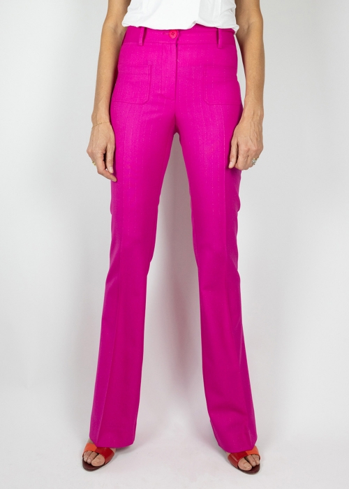 Fuxia Lurex Pinstriped Claude Trousers