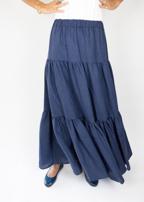 Navy Ruffled Skirt
