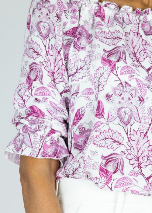 Camicia Carmen Fiori Ciclamino