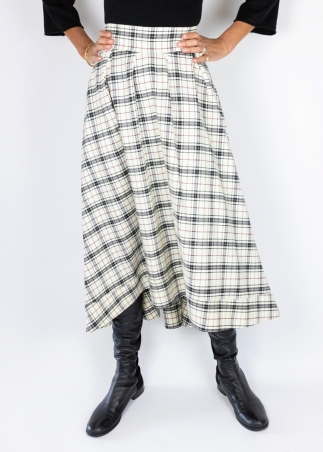 White Tartan Tulip Skirt