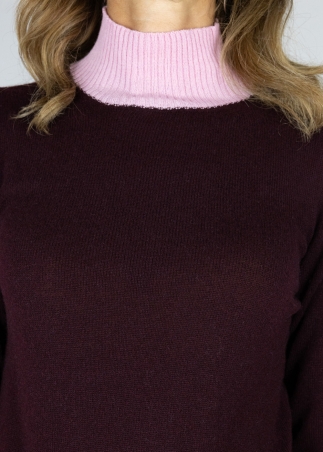 Bordeaux and Pink Feather Sweater