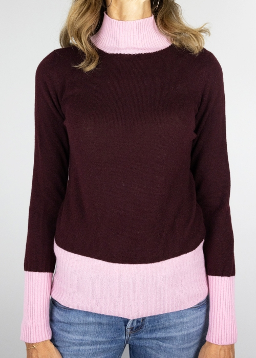 Bordeaux and Pink Feather Sweater