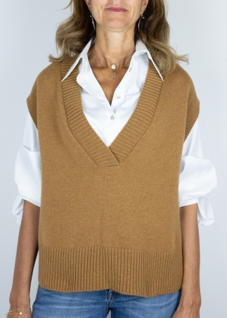 Gilet in cashmere cammello Toosh