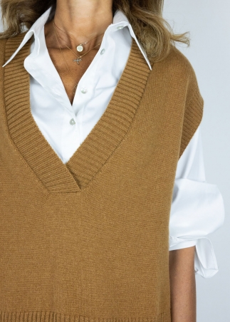 Gilet in cashmere cammello Toosh