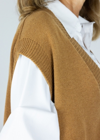 Gilet in cashmere cammello Toosh