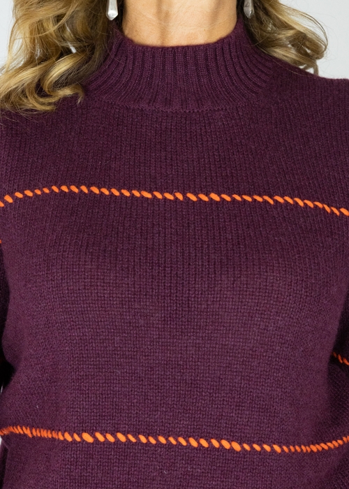 Burgundy Allegra Saddle Stitches Sweater