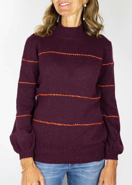 Burgundy Allegra Saddle Stitches Sweater