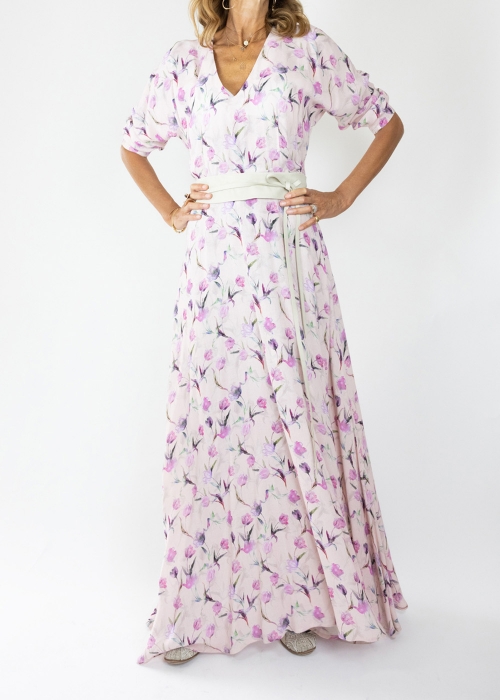 Pink Tulips Kimono Dress