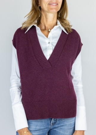 Gilet in Cashmere Shiraz