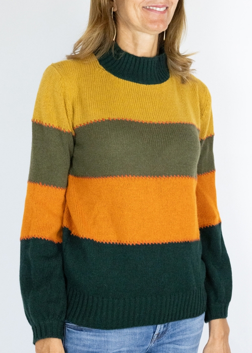 Autumn Multicolor Allegra Saddle Stitches Sweater