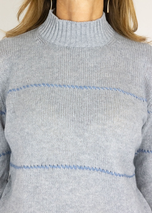 Grey Allegra Saddle Stitches Sweater