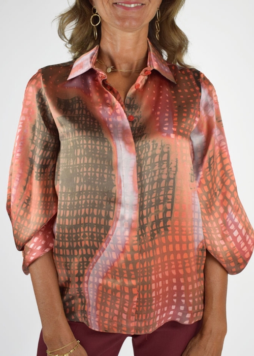 Orange Printed Silk Diane Shirt