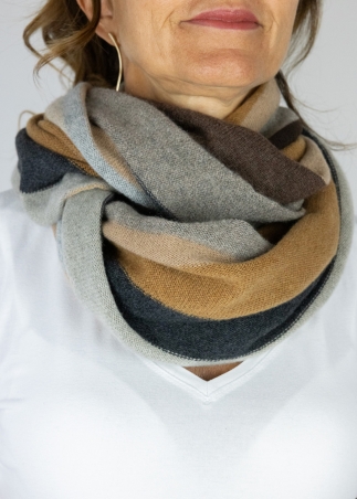 Cashmere multicolor stripes neck round scarf | Toosh cashmere accessories