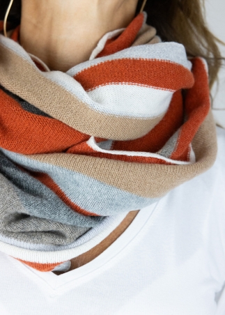 Cashmere multicolor stripes neck round scarf | Toosh cashmere accessories