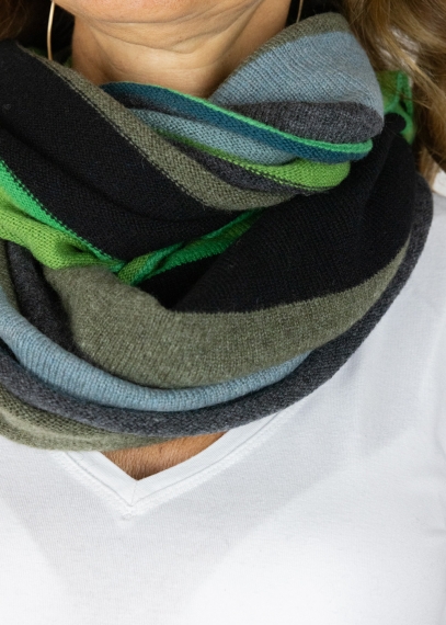 Cashmere multicolor stripes neck round scarf | Toosh cashmere accessories