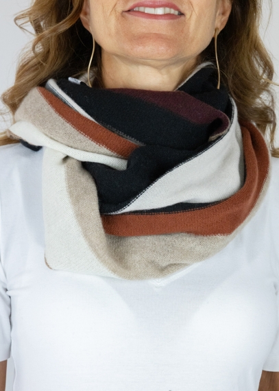 Cashmere multicolor stripes neck round scarf | Toosh cashmere accessories