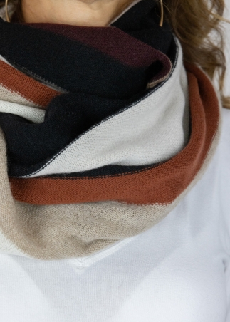 Cashmere multicolor stripes neck round scarf | Toosh cashmere accessories