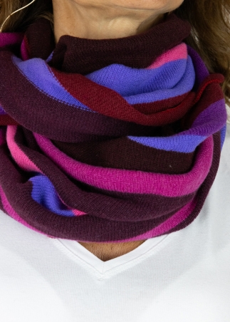 Cashmere multicolor stripes neck round scarf | Toosh cashmere accessories