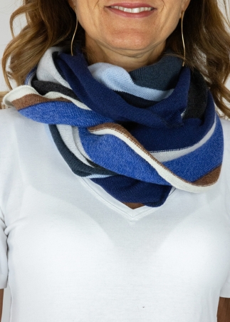 Cashmere multicolor stripes neck round scarf | Toosh cashmere accessories