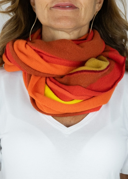 Cashmere multicolor stripes neck round scarf | Toosh cashmere accessories