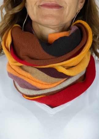 Cashmere multicolor stripes neck round scarf | Toosh cashmere accessories