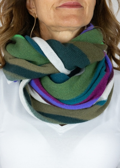 Cashmere multicolor stripes neck round scarf | Toosh cashmere accessories