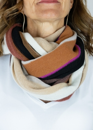 Cashmere multicolor stripes neck round scarf | Toosh cashmere accessories