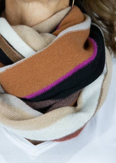 Cashmere multicolor stripes neck round scarf | Toosh cashmere accessories