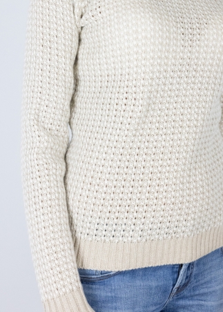 Honeycomb Turtleneck Feather + White Satin
