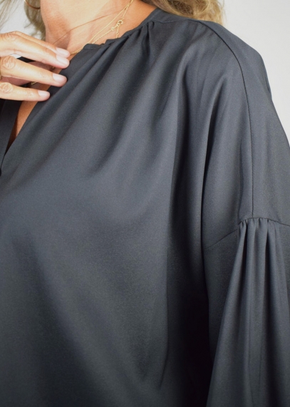 Black Matte Silk Laura Oversized Shirt