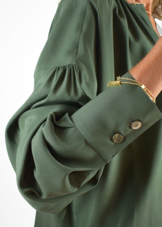 Green Matte Silk Laura Oversized Shirt