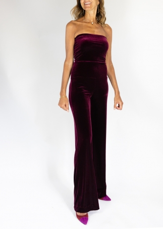 Tuta in velluto Manuela bustier Bordeaux