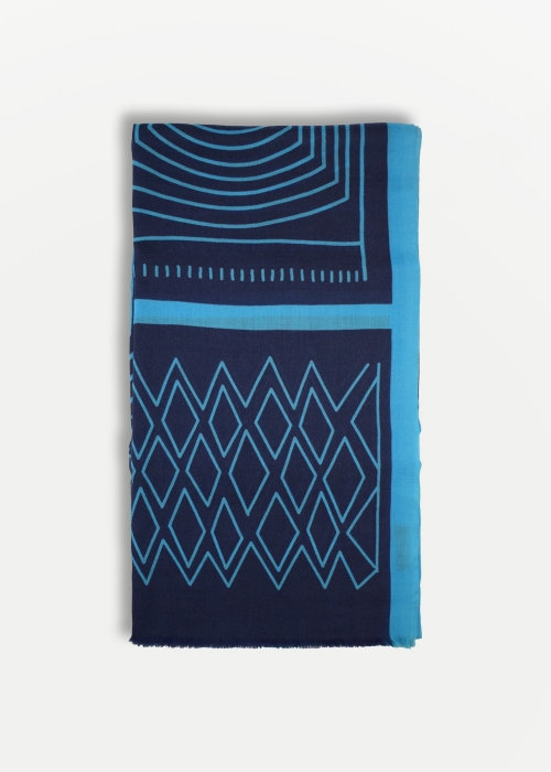 Blue and Turquoise Drawings Light Cashmere Stole