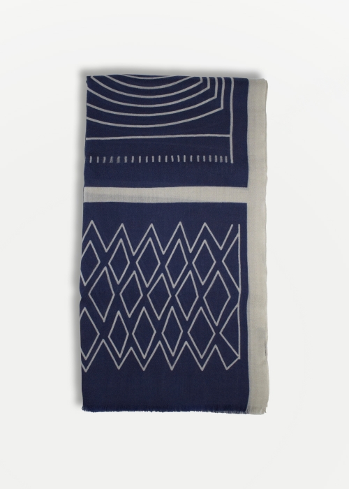 Blue and White Drawings  Cashmere Stole