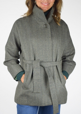 Green Herringbone Lucrezia Coat