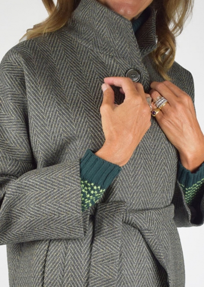Green Herringbone Lucrezia Coat