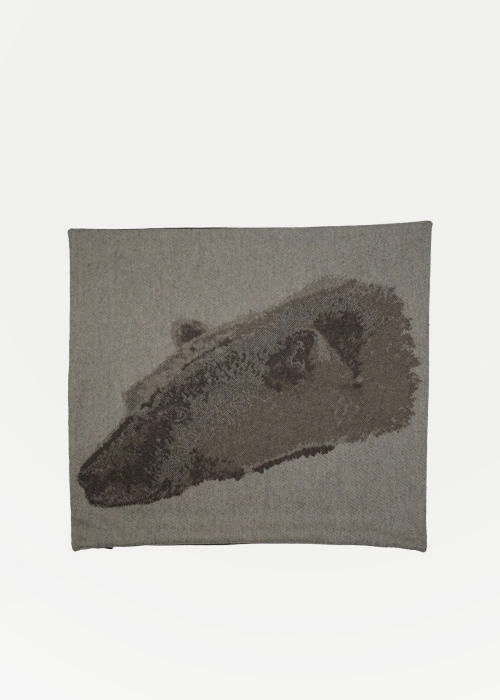 cuscino elegante in cashmere disegno Orso beige