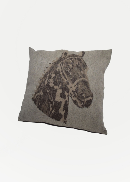 cuscino elegante in cashmere disegno Cavallo beige