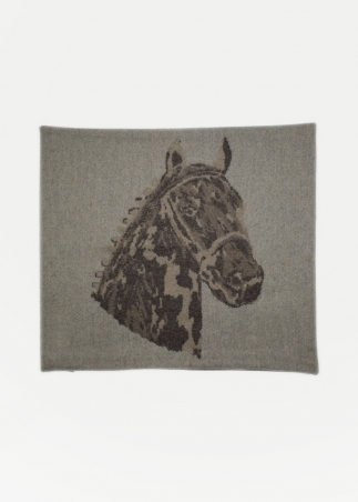 cuscino elegante in cashmere disegno Cavallo beige