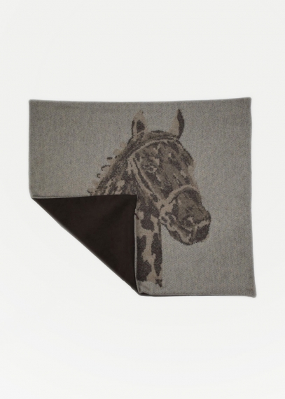 cuscino elegante in cashmere disegno Cavallo beige