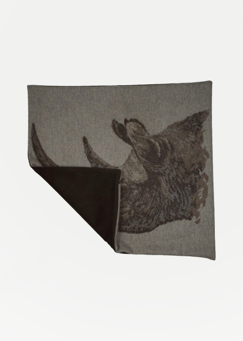 cuscino elegante in cashmere disegno Rinoceronte beige