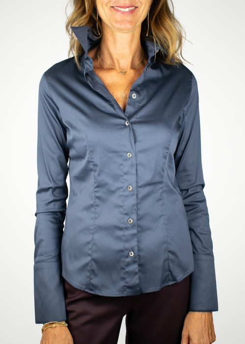 Navy  Classic Shirt With Long Sleeves